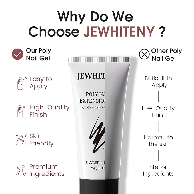 JEWHITENY Poly Extension Gel Nail Set Clear Pink Poly Nail Gel With Slip Solution Base Coat Top Coat French Manicure Need U V Lamp Curing for Finger Art and Home DIY-Velvo Beauty