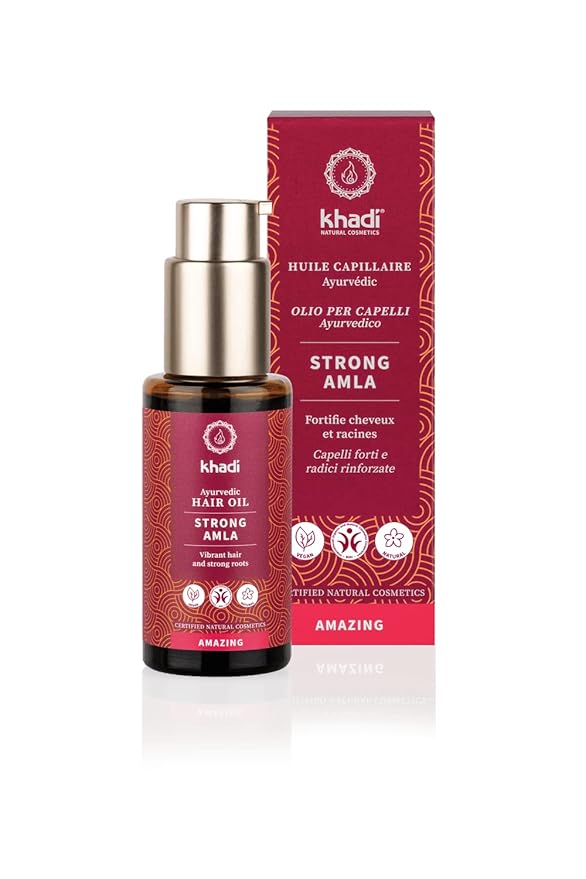 khadi STRONG AMLA hair oil, 100% natural, herbal, vegan, promotes growth, prevents hair loss & gray hair, strengthens roots, silicone-free, Ayurvedic hair care, organic beauty 1.69oz-Velvo Beauty
