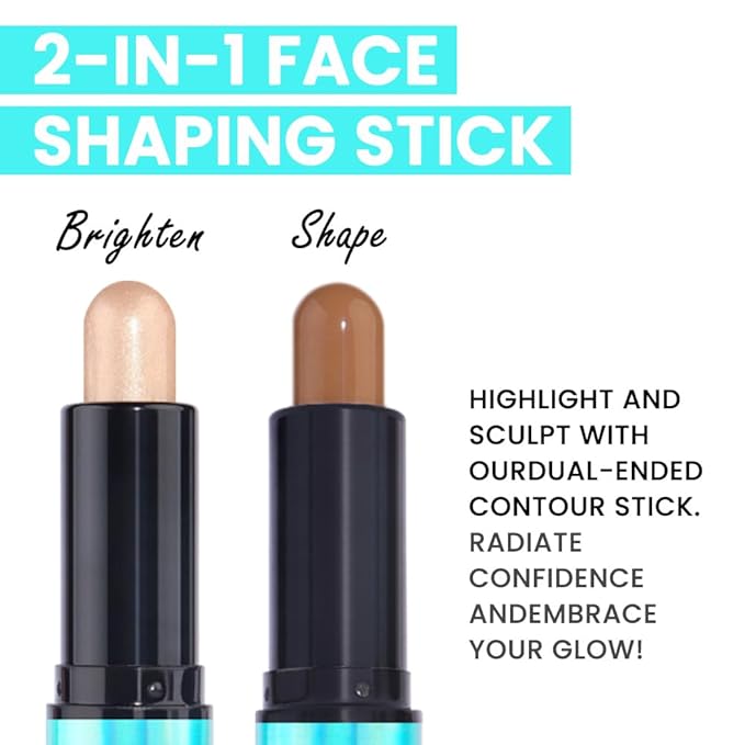 evpct 2in1 Face Shaping & Contouring Stick Cream Contour Concealer Bronzer Stick Makeup Kit for Beginner Face Highlighter Makeup Stick contorno maquillaje de maquillaje profesional,NEW Medium Tan-Velvo Beauty