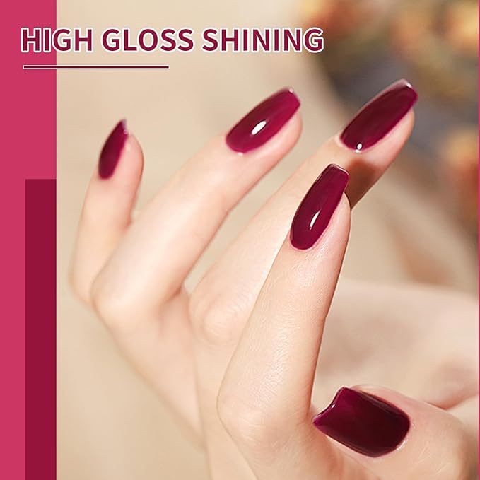 JODSONE 10ml Red Gel Nail Polish Set 6Colors Rose Red Deep All Seasons Neutral Soak off LED Lamp Gel Manicure Set for Nail Art-Velvo Beauty