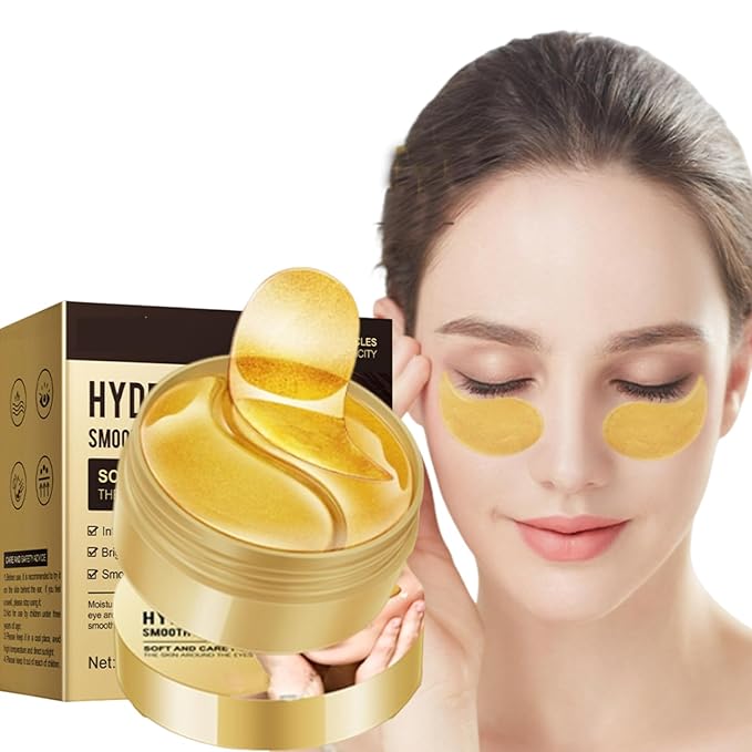 Under Eye Patches, 24K Gold Eye Mask, Reduce Puffy Eyes, Dark Circles, Eye Bags, Eye Patches with Collagen, Anti-Aging Rejuvenating Moisturizing Skin Care for Anti-Wrinkle Eye Masks 60PCS-Velvo Beauty