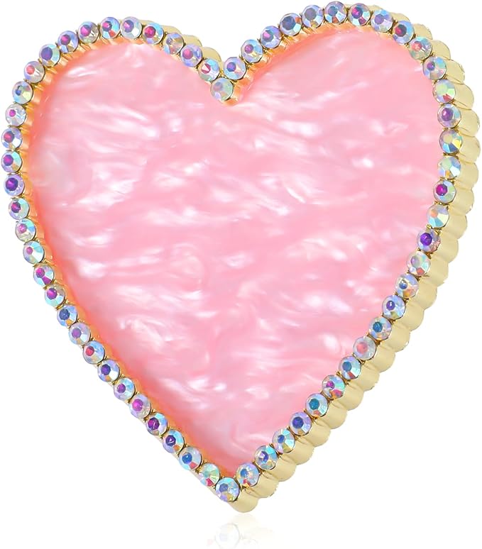 Sibba Resin Nail Art Palette, Golden Edge Nail Mixing Palette with Diamond, Polish Color Mixing Plate, Nail Holder Display Board, Heart Shape Cosmetic Mixing Tools for Women and Girls(Pink)-Velvo Beauty