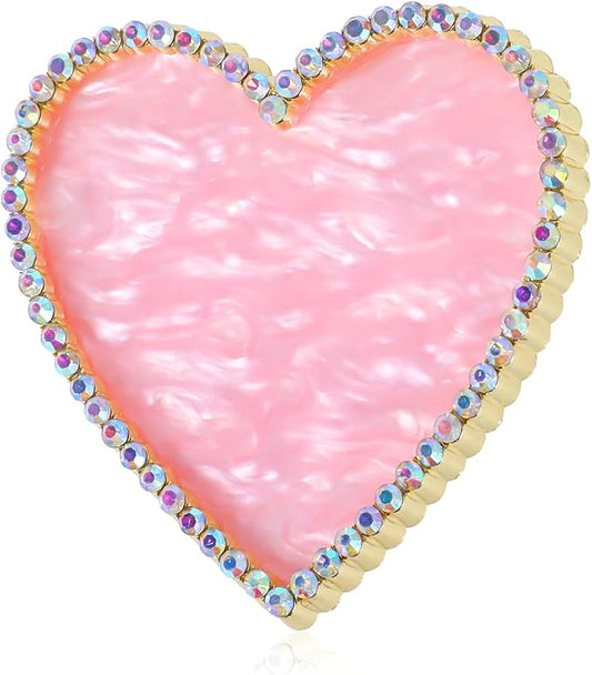 Sibba Resin Nail Art Palette, Golden Edge Nail Mixing Palette with Diamond, Polish Color Mixing Plate, Nail Holder Display Board, Heart Shape Cosmetic Mixing Tools for Women and Girls(Pink)-Velvo Beauty