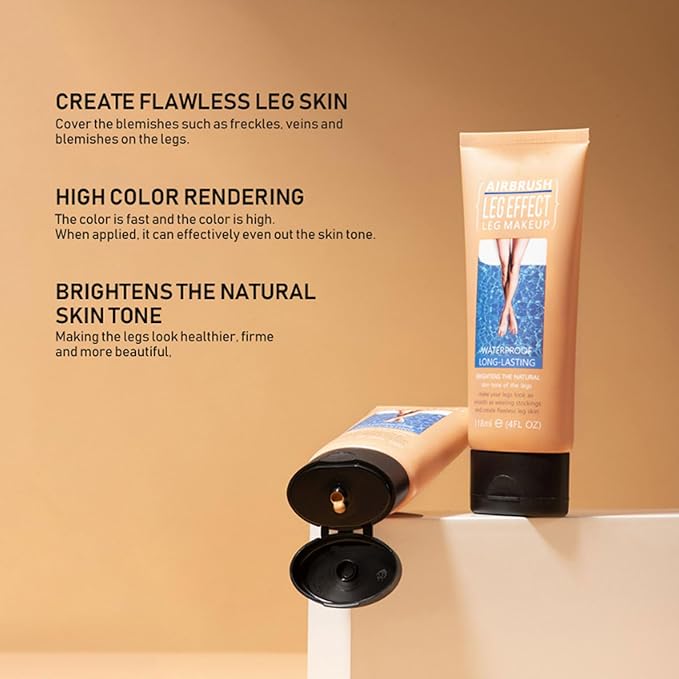 118ml Airbrush Legs, Leg Makeup Lotion, Body Makeup, Waterproof Long Lasting Full Coverage Lightweight Leg Body Cosmetic for Wedding (1#)-Velvo Beauty