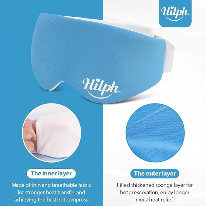 Hilph Microwave Warm Eye Mask for Dry Eyes, Heated Eye Mask Moist Heat Warm Eye Compress for Blepharitis, Styes, Tired Itchy Eyes, Eye Strain, Fatigue Eye Treatment (Blue)-Velvo Beauty