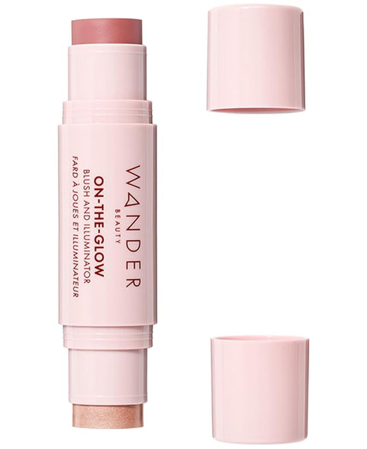 Wander Beauty On-the-Glow Blush and Illuminator - Bare/Nude Glow - 7-in-1 Hydrating Cream Blush & Highlighting Stick - Stick Blush for Cheeks, Lip, Face & Body - Highlighter Makeup & Blush - 0.4 oz-Velvo Beauty