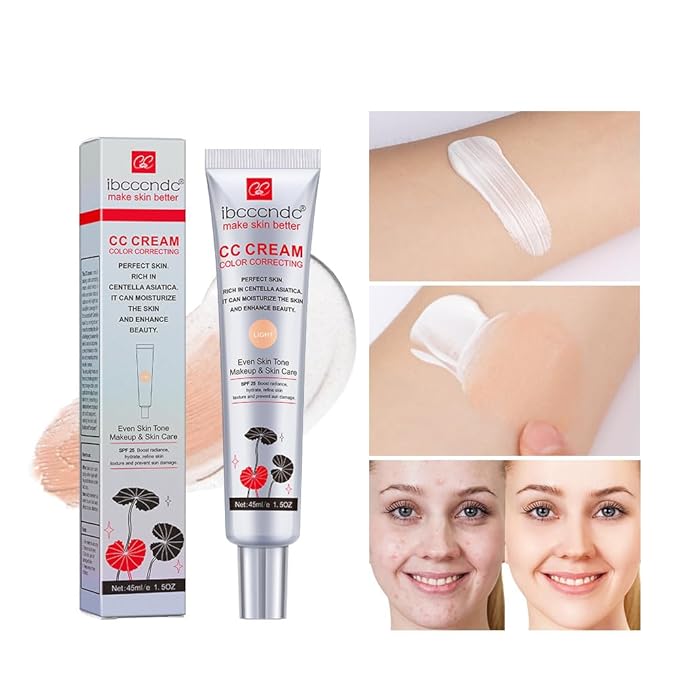 Color Correcting CC Cream,Invisible Pores Cream Foundation And nvisible Pores Concealer,CC Cream Foundation Rich In Centella Asiatic,Moisturizing And Waterproof CC Cream With Spf 25(LIGHT)-Velvo Beauty