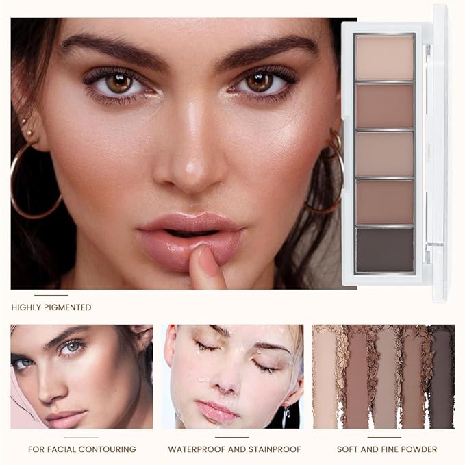5 Colors Matte Nude Eyeshadow Makeup Palette, Nude Brown Cocoa Taupe Ebony Black Smokey Matte Cream Mini Eye Shadow Palette Makeup for Older Women Blue Green Eye, Contour Palettes sombras de ojos-Velvo Beauty