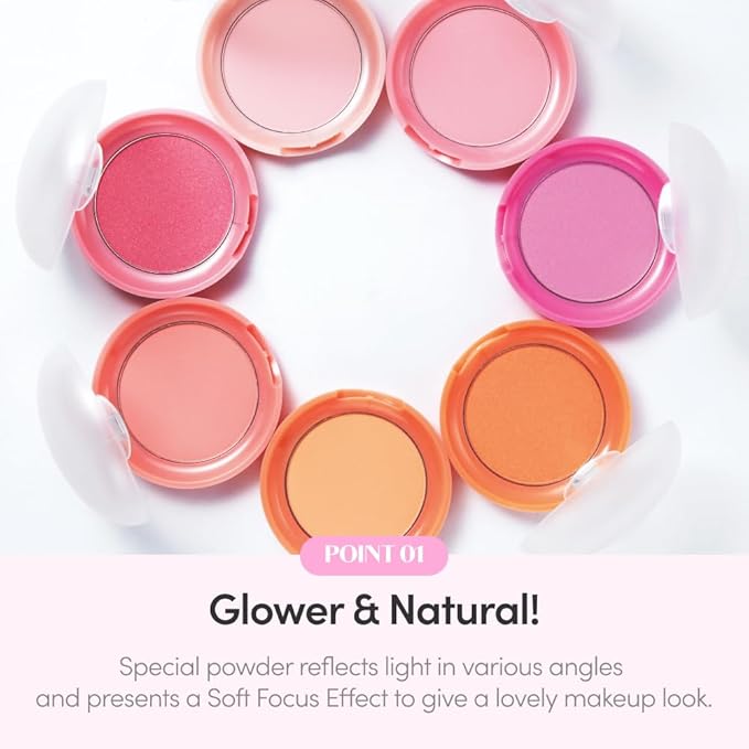 ETUDE Lovely Cookie Blusher #OR201 Apricot Peach Mousse 4g | Glowing & Natural Powder Blush with Long-Lasting Sebum Control | Easy Application | Puffy Cushion for a Lovely Makeup Look-Velvo Beauty