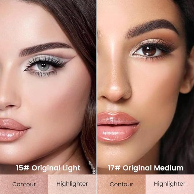 evpct 2in1 Face Shaping & Contouring Stick Cream Contour Concealer Bronzer Stick Makeup Kit for Face Highlighter Makeup Stick contorno maquillaje de maquillaje, ORIGINAL Light + ORIGINAL Medium-Velvo Beauty