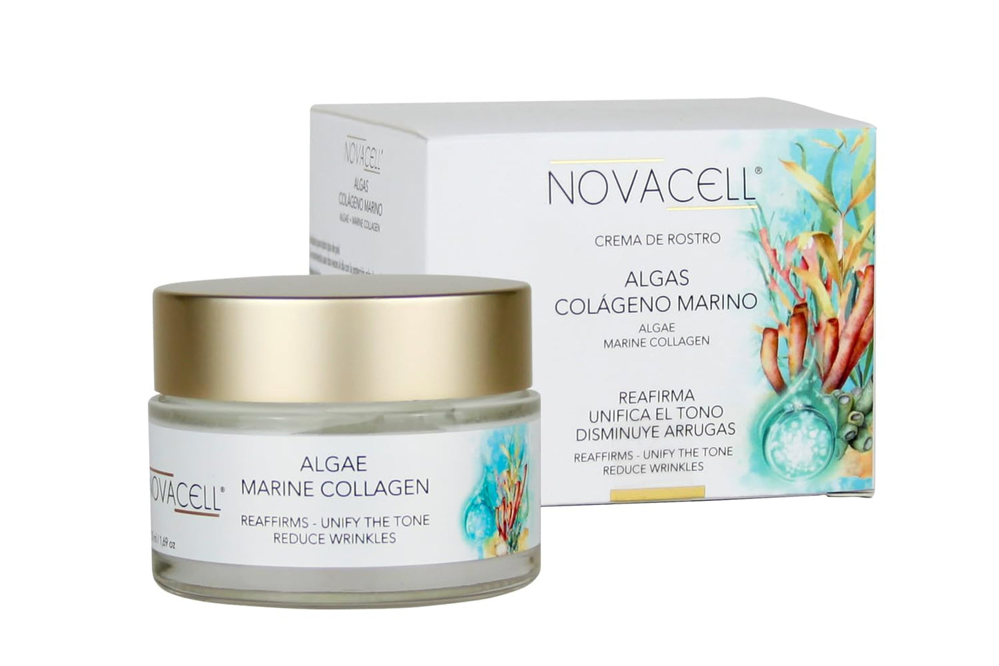 Algae Face Mositurizer Cream with Marine Collagen - Improves Firmness and Hydrates the Skin, Deep Moisture & Unifies the Skin Tone - 50 ml-Velvo Beauty
