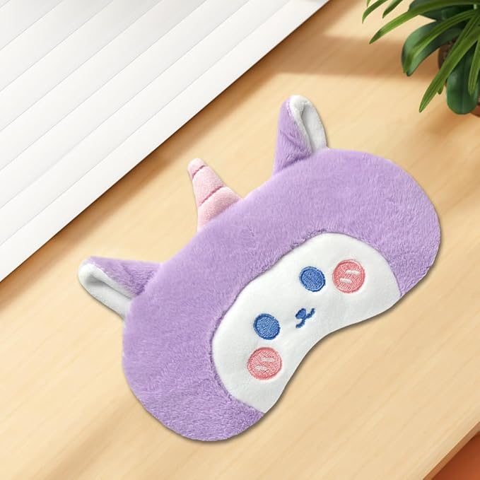 PERFECTSIGHT Sleep Eye Masks, Cute Plush Sleep Eye Cover Lightweight Adjustable Eyeshade Faux Fur Mask Cover for Women Men Sleep Travel Nap, Purple Unicorn-Velvo Beauty