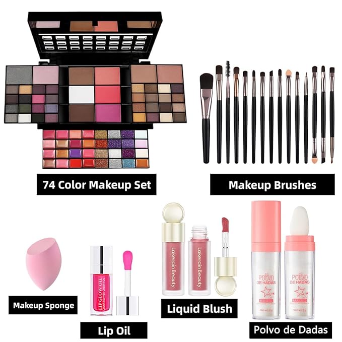 74 Colors Makeup Kit - Makeup Sets - Makeup palettes with 36 Eyeshadow - All in One Makeup Kit for Women and Girls Full Kit for Valentine's Day Gifts-Velvo Beauty