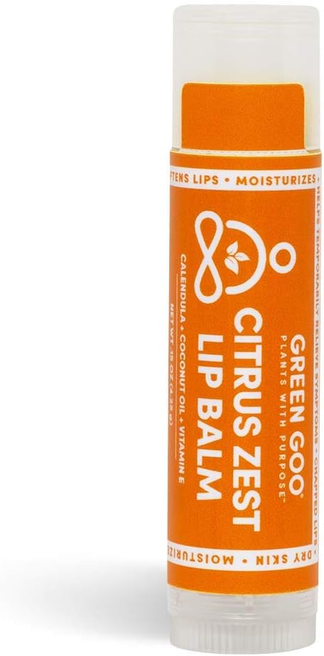 Green Goo All-Natural Lip Balm, Citrus Zest, 0.15-ounce Stick-Velvo Beauty
