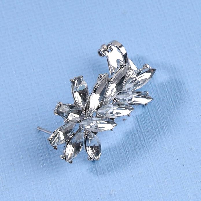 Boho Crystal Ear Climber Earrings Gold Crystal Studs Earrings Punk Rhinestone Ear Crawler Earrings CZ Ear Cuff Climbing Earrings Bridal Earrings Jewelry for Women and Girls-Velvo Beauty