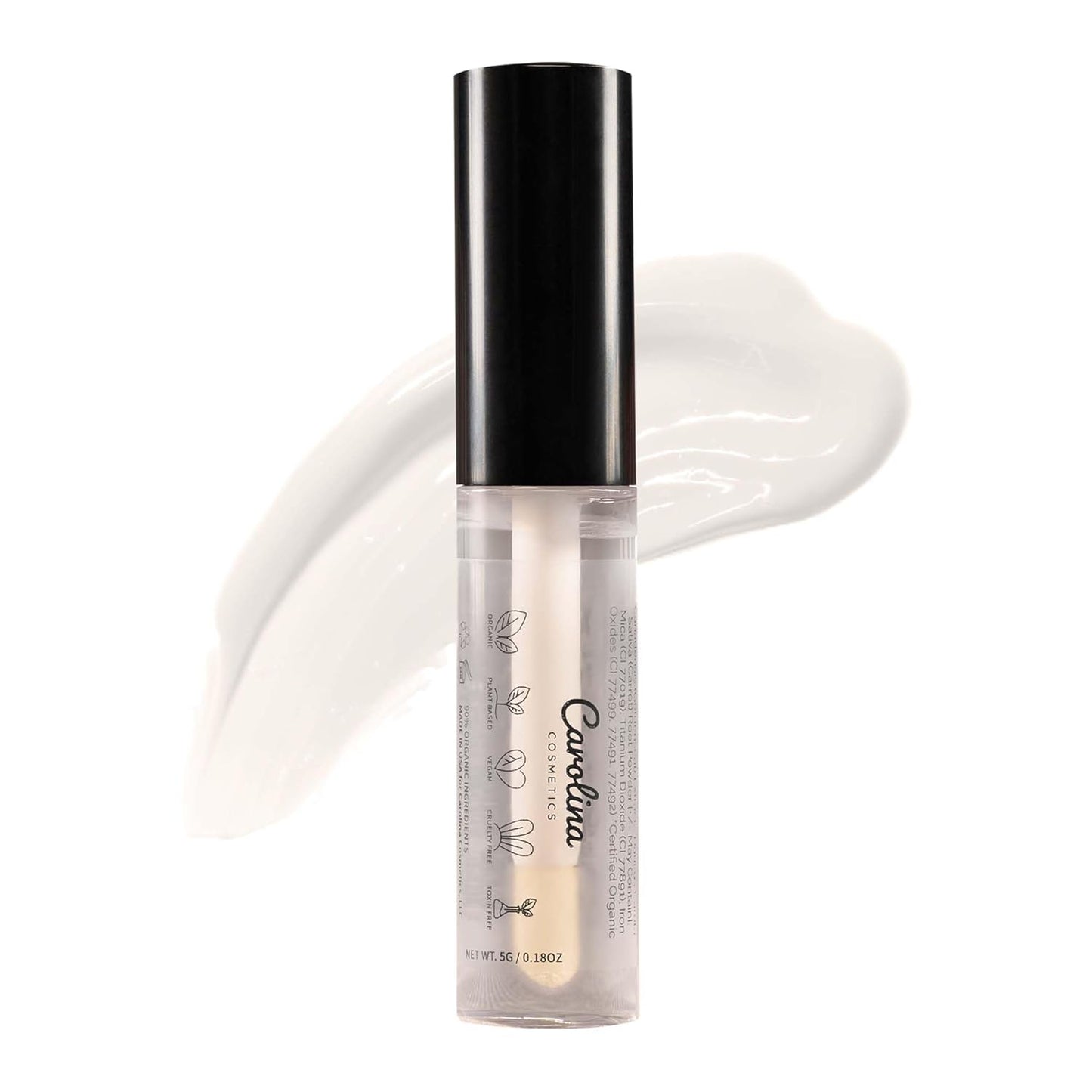 Clear Quartz Lip Gloss with Sunflower Seed Oil - Hydrating, Vegan, Non-Sticky - With Cacao & Grape Seed Oils - 5g/0.18oz-Velvo Beauty
