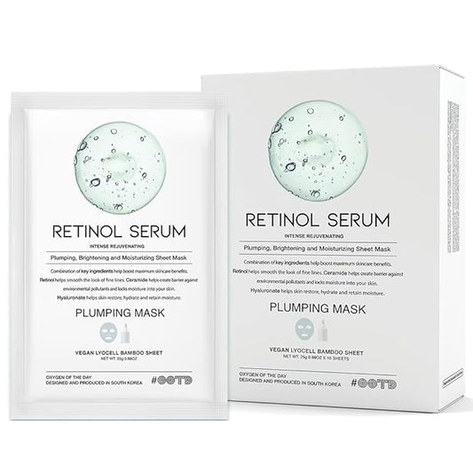 Rejuvenating Retinol Sheet Mask Korean Vegan Wrinkle Lifting, Plumping and Moisturizing Sheet Mask, Retinol, Ceramide, Hyaluronate 10EA-Velvo Beauty