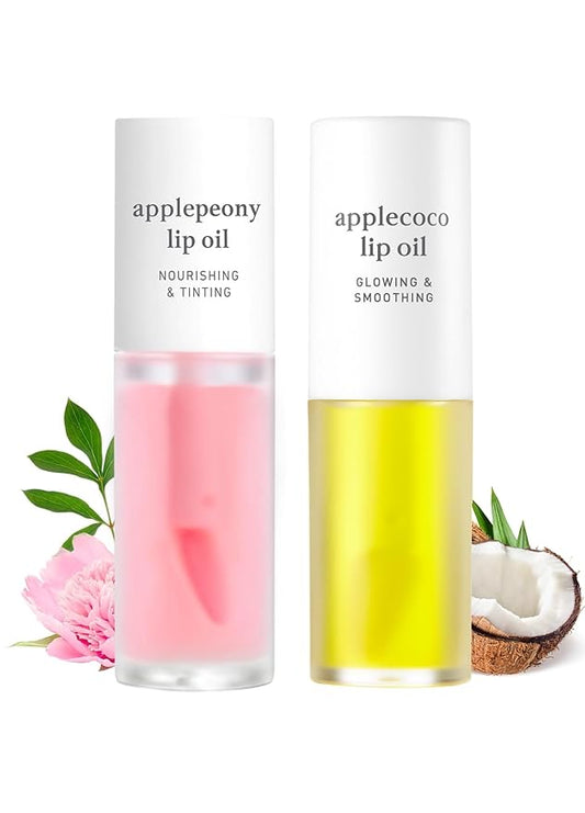 NOONI Korean Hydrating Lip Oil Applepeony + Applecoco Bundle-Velvo Beauty