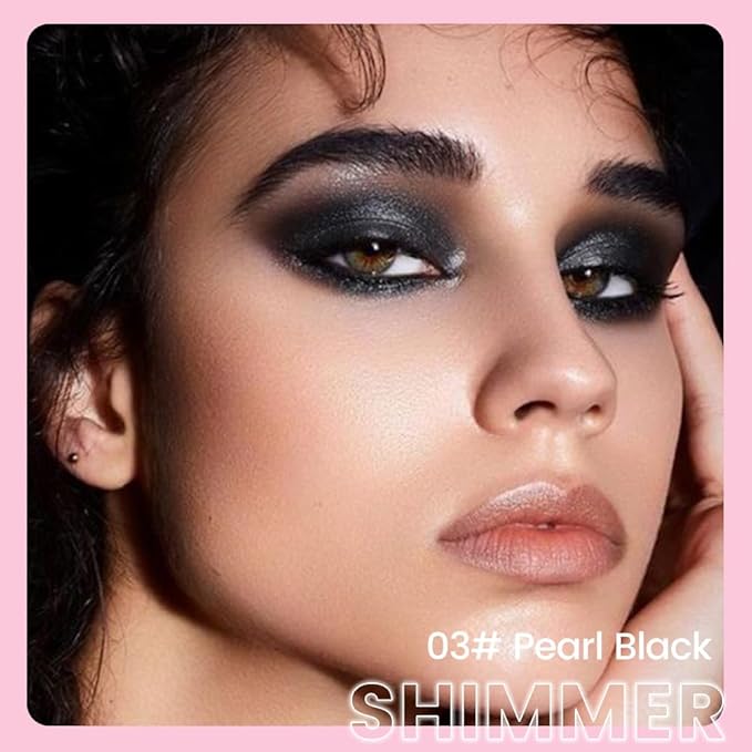 Kaely 2in1 Cream Eye Shadow Brightener Sticks for Eyes, Pencil Eyeshadow Applicator Stick Waterproof Pigmented, Eye Shadow Palette Highlighter Makeup, sombras para ojos, 03 Pearl Black Shimmer-Velvo Beauty