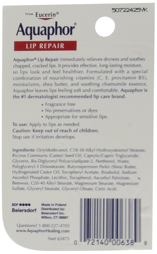 Aquaphor Lip Repair Tube Blister Card, 0.35 Ounce (Pack of 4)-Velvo Beauty