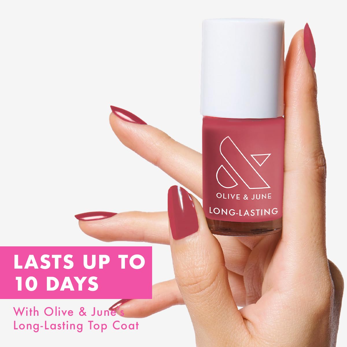 Olive & June Long Lasting Nail Polish | Plump Gel-Like Finish No Lamp Needed | Lasts up to 10 days | Salon-Quality Color at Home | 15-Free Vegan Cruelty-Free Chip-Resistant Shine | LD Rosy Neutral-Velvo Beauty