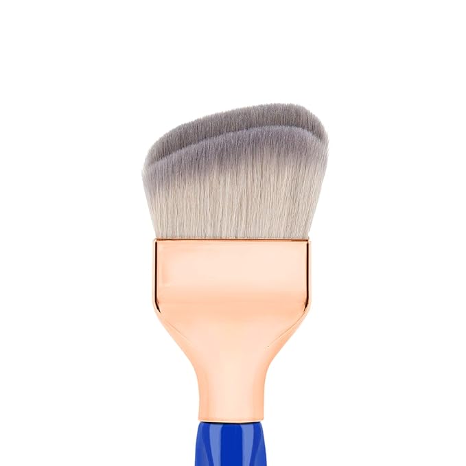 Bdellium Tools Professional Makeup Brush - Golden Triangle 971 Large Slanted Double Dome Blender - With All Vegan and Soft Synthetic Fibers, For Foundation Application & Blending (Blue, 1pc)-Velvo Beauty