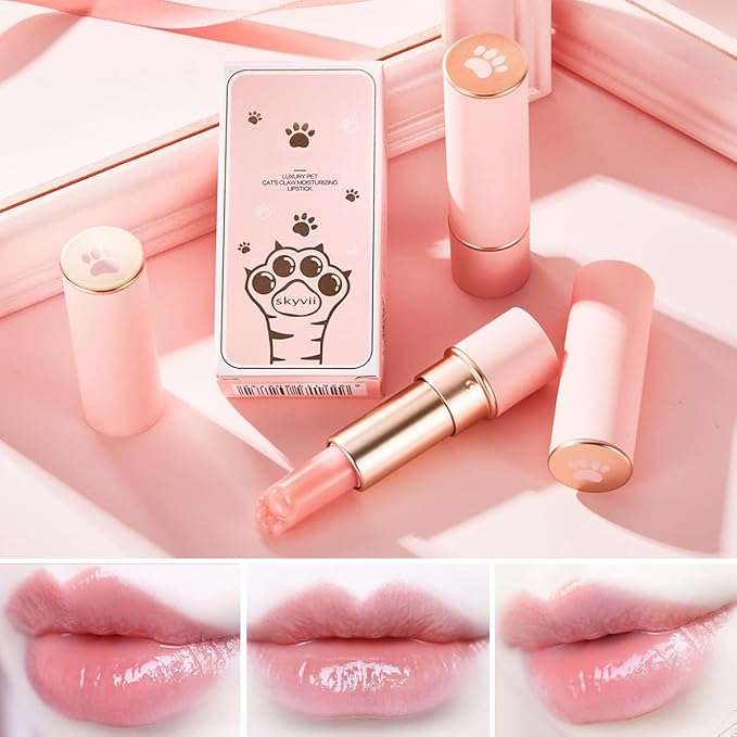2PCS Thermochromic Lip Balm,Cat Paw Shaped Color Changing Lip Balm, Mini Cute Moisturizing Lip Balm, Long Lasting Lip Balm for Dry Lips Temperature Change Fruit Jelly Lipstick for Female Student-Velvo Beauty