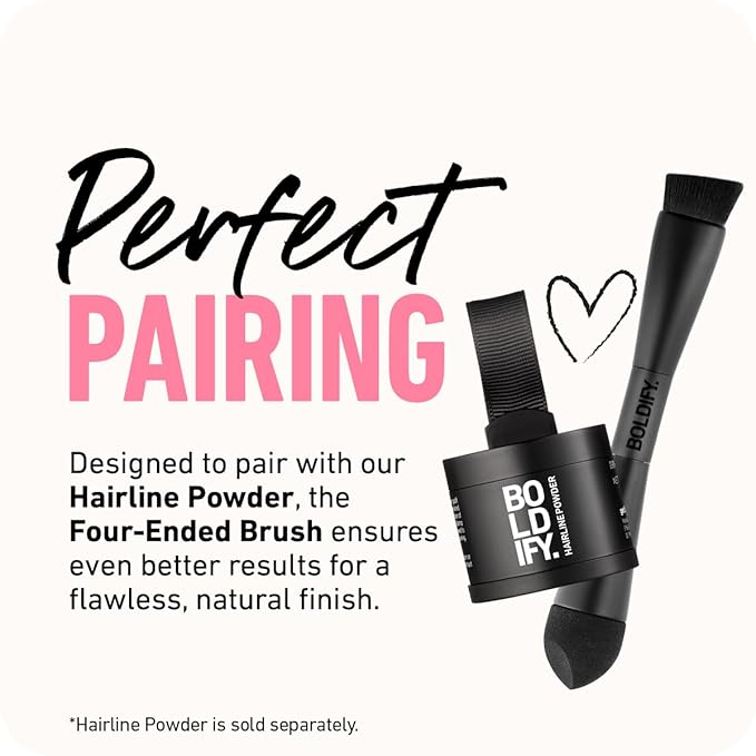 BOLDIFY Four Ended Hairline Powder Brush - Precision Hair Makeup Brush Set with Sponge Tip for Seamless Blending - Ideal as a Hair Concealer/Contour, Root Touch Up-Velvo Beauty