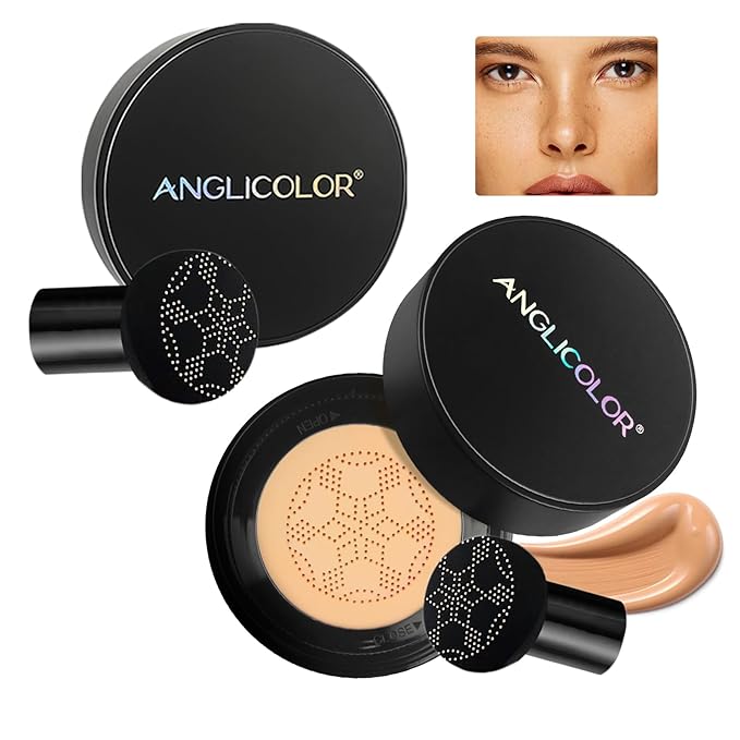 Mushroom Head Air Cushion CC Cream Strong Concealer 2PC,Face Makeup Cushion Foundation Long Lasting,Moisturizing BB Cream Makeup Base Primer Even Skin Tone for All Skin Types (2PC 04, 200g)-Velvo Beauty