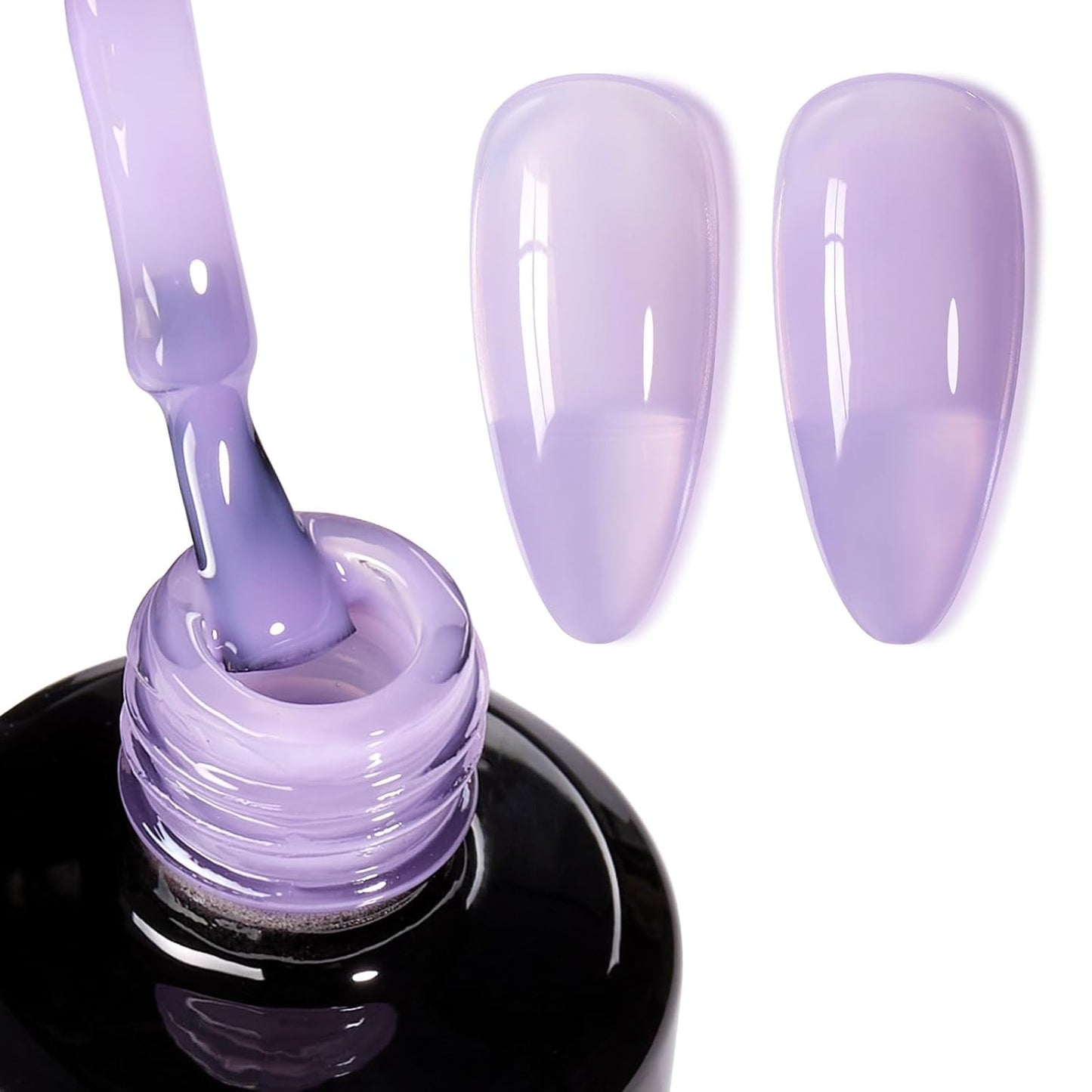 Beetles Purple Gel Nail Polish, 15ML Pastel Purple Jelly Gel Polish Translucent Effect Nail Concealer High Gloss Soak Off UV Sheer Lavender Spring Summer Manicure Gift for Women-Velvo Beauty