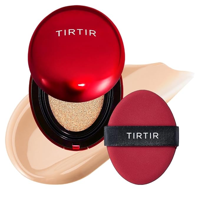 TIRTIR Mask Fit Red Cushion Foundation | Full coverage, Weightless, Skin fit, Satin Glow Finish, Korean Makeup BB Foundation, beauty, Tattoo cover up, Buildable (#21N Ivory, 0.63 Fl Oz)-Velvo Beauty
