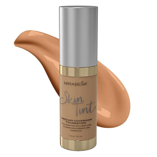 Mirabella Skin Tint Creme Liquid Foundation Makeup, Oil-Free Mineral Foundation for Medium Coverage - w/Hyaluronic Acid, Squalane, & Allantoin for All Skin Types - IIIW Warm-Velvo Beauty