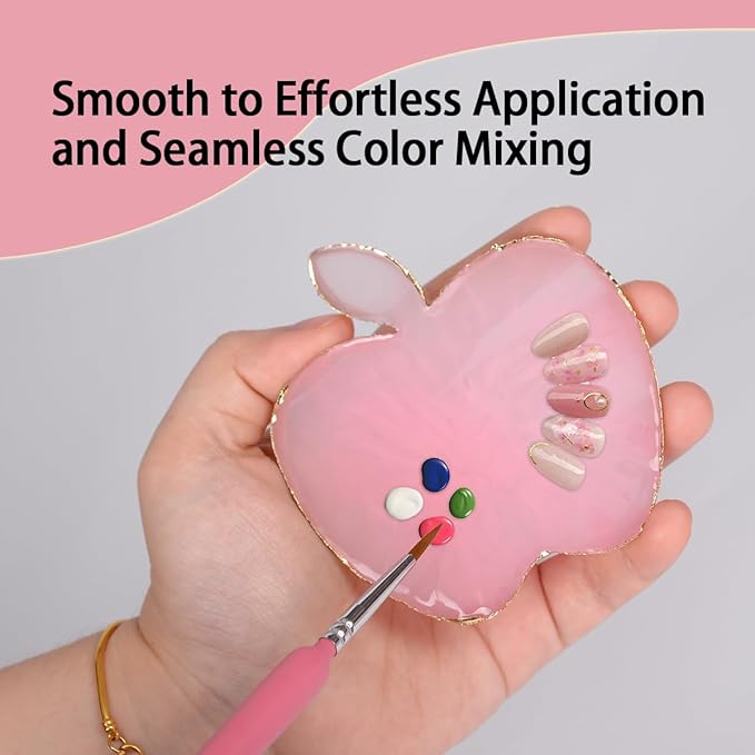 Nail Polish Palette, 2Pcs Resin Nail Art Palette, Nail Painting Mixed Color Palettes, Gold Edge Makeup Mixing Tray, Nail Supplies For Nail Techs, Nail Art Display Board(Apples)-Velvo Beauty