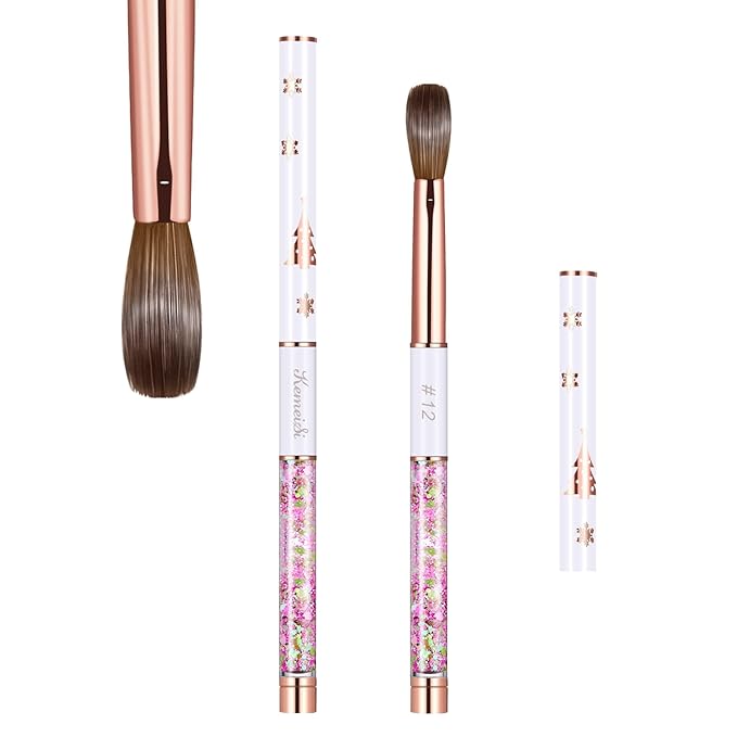 Acrylic Nail Brush Size 12,KEMEISI 100% Pure Kolinsky Nail Art Brushes Sturdy Handle Oval Shaped Acrylic Powder Nail Design Tools for Professional Manicure DIY Home Salon (White)-Velvo Beauty