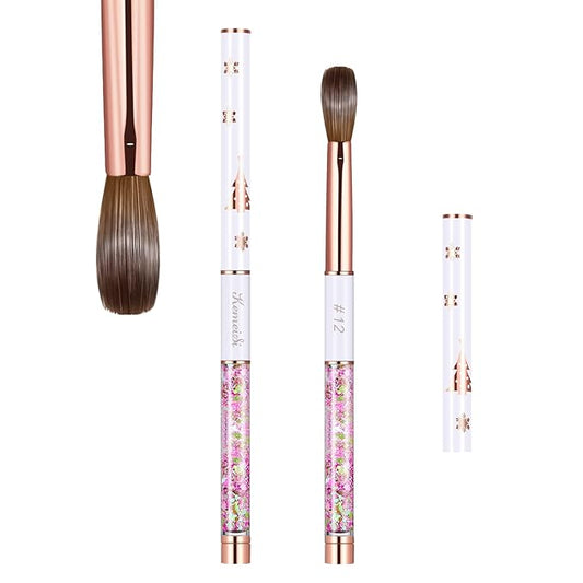Acrylic Nail Brush Size 12,KEMEISI 100% Pure Kolinsky Nail Art Brushes Sturdy Handle Oval Shaped Acrylic Powder Nail Design Tools for Professional Manicure DIY Home Salon (White)-Velvo Beauty