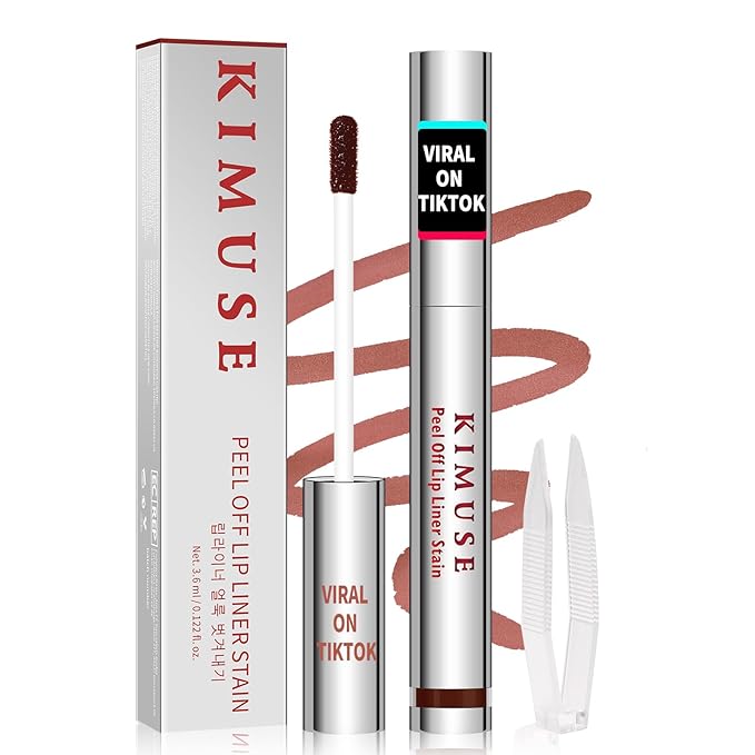 KIMUSE Peel Off Lip Stain, Long Lasting Lip Stain Peel Off with Tweezer, Waterproof Lip Liner Stain, Transfer-Proof, Highly Pigmented Color, Matte Finish-Velvo Beauty