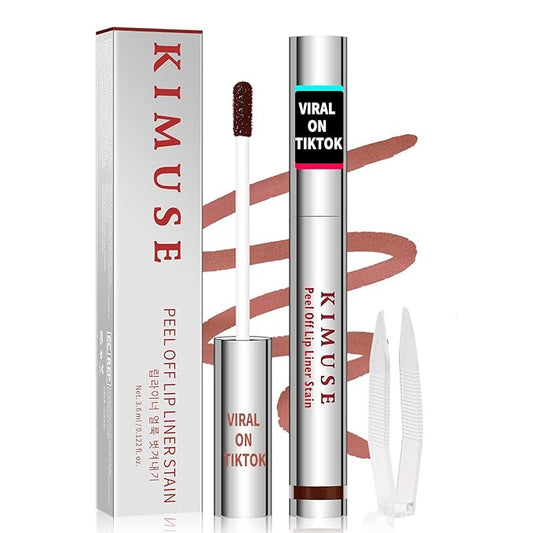 KIMUSE Peel Off Lip Stain, Long Lasting Lip Stain Peel Off with Tweezer, Waterproof Lip Liner Stain, Transfer-Proof, Highly Pigmented Color, Matte Finish-Velvo Beauty