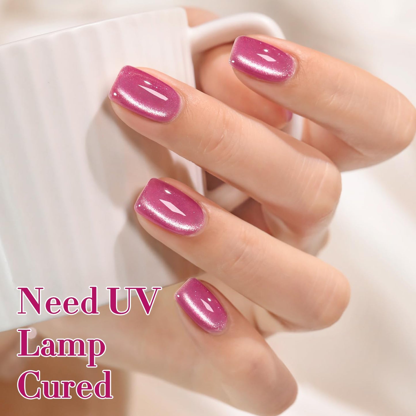 Double Rhythm Cat Eye Gel Polish with Magnet 15ML Holographic Glitter Shimmer Translucent Sheer Color Jelly Glass Magnetic Gel Polish Salon DIY at Home (Purple Pink-MC1043)-Velvo Beauty