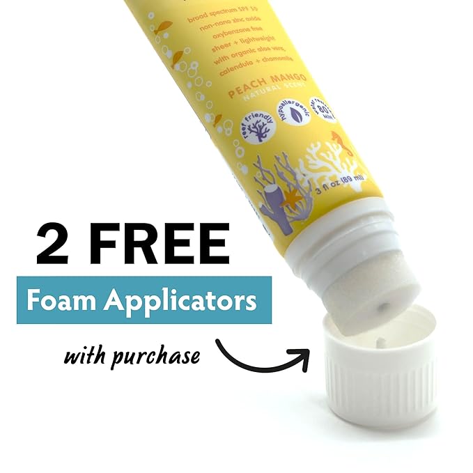 YAYA ORGANICS Baby + Kids Mineral Sunscreen with Free Sponge Applicators, SPF 50, Reef-Friendly, Non-Nano Zinc Oxide, Hypoallergenic, 3 oz, 2-pack-Velvo Beauty