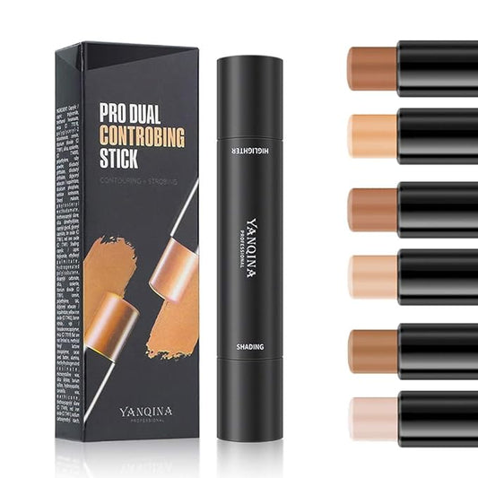 MEICOLY Cream Contour Stick Trio,Bronzer Highlighter Stick,2 in 1 Double Head Facial Repair Concealer Stick,3D Body Makeup Shading Trimming Stick,Smooth Gliding Face Illuminator Makeup,6 Colors-Velvo Beauty
