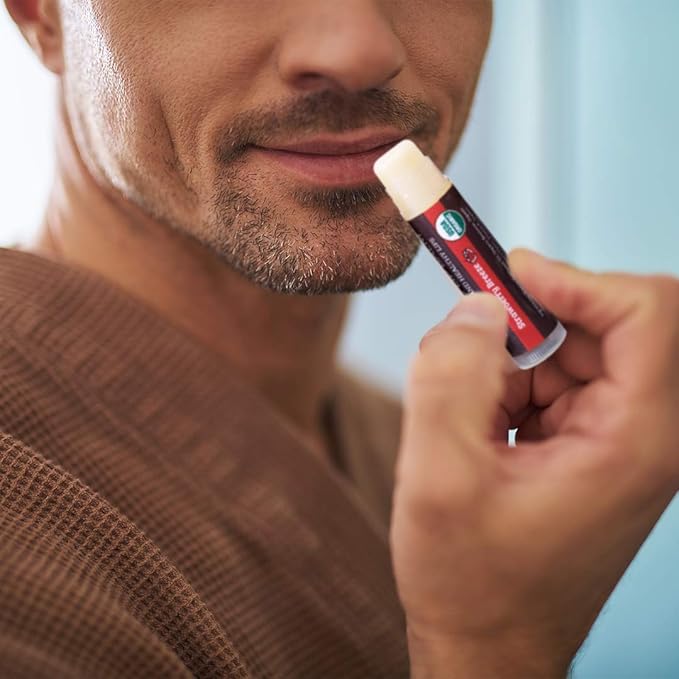 USDA Organic Lip Balm 4-Pack by Earth's Daughter - Strawberry Flavor, Beeswax, Coconut Oil, Vitamin E - Best Lip Repair Chapstick for Dry Cracked Lips.-Velvo Beauty