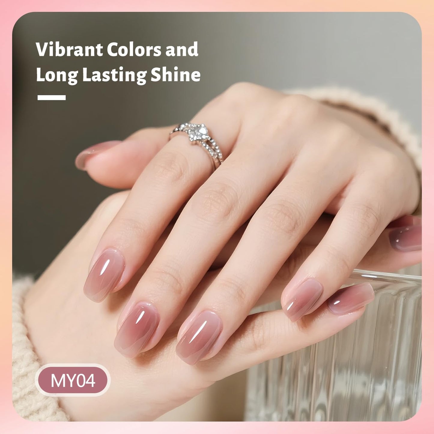 Jelly Nail Polish Set, 10 Color With 2PCS Base and Top Coat Quick Drying High Gloss Shine Jelly Nail Polish Translucent Amber Gray Red Nude Color Holiday Gift Giving-Velvo Beauty