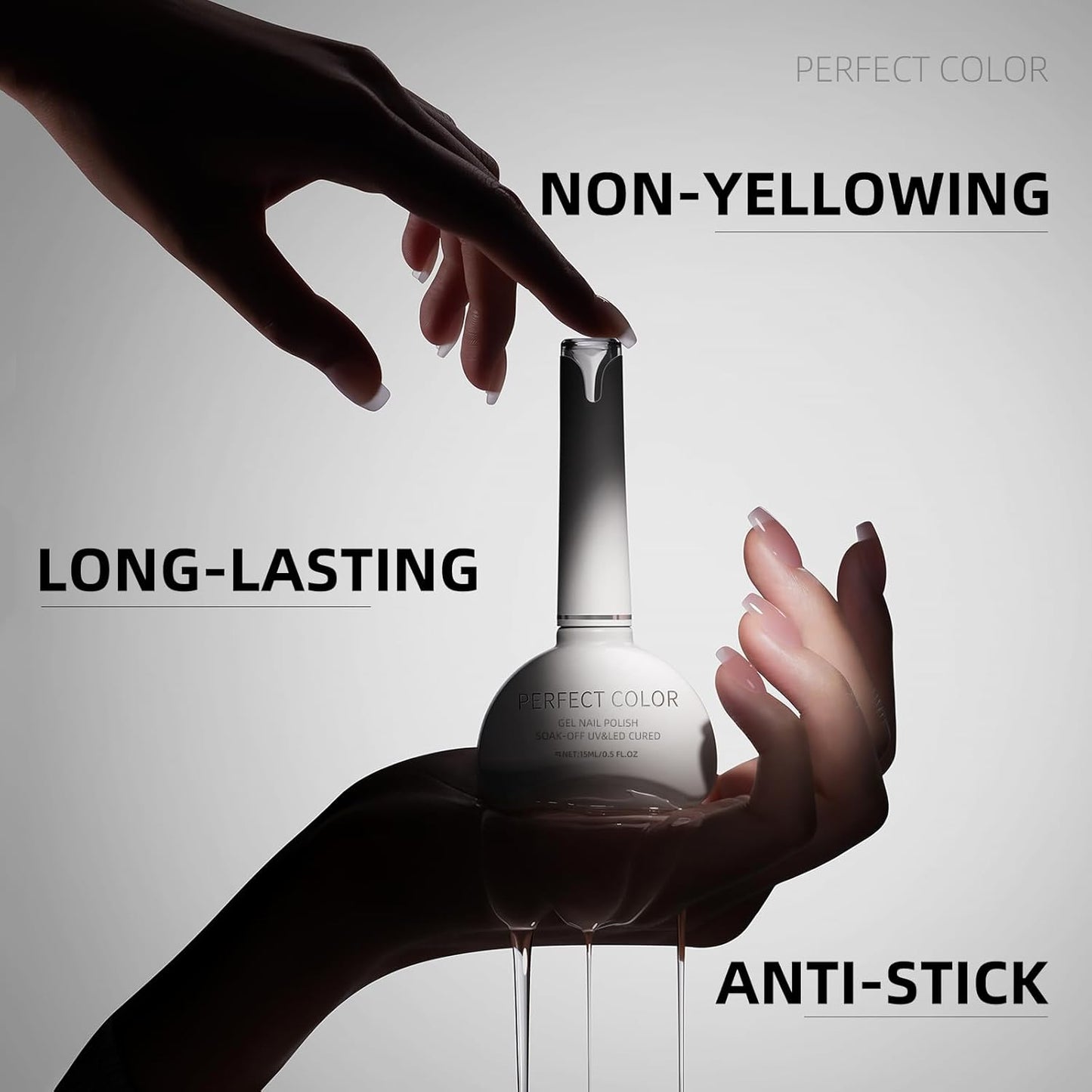 PERFECT COLOR Chrome-Proof Matte Top Coat, UV/LED Cured Gel Nail Polish, Anti-Stick Long-Lasting Formula, 0.5 Fl Oz-Velvo Beauty