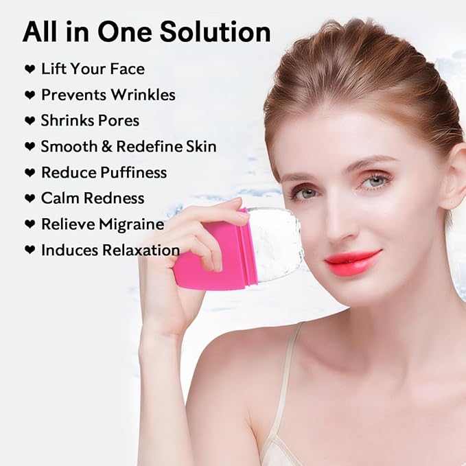 LATME Ice Cube Roller for Face Eyes,Reusable Silicone Ice Mold,Womens Gifts,Face Massager Roller Puffiness Migraine Pain Relief and Minor Injury-Velvo Beauty