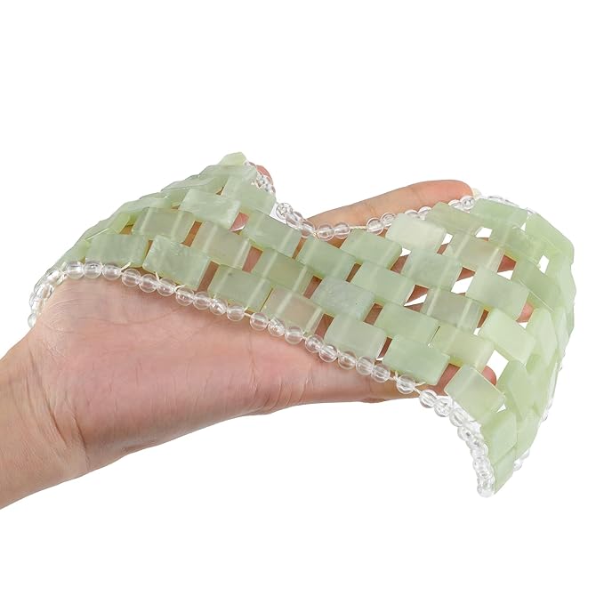 Jade Eye Mask 100% Natural Real Jade Stone Reusable Eye Mask for Hot & Cold Anti Aging，Headache and Migraine Relief Jade Mask for Women Men (Light green jade)-Velvo Beauty