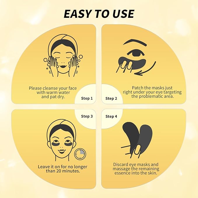 Under Eye Patches(48 Pairs), 24K Gold, Caffeine, Retinol Eye Masks for Puffy Eyes, Wrinkles, Dark Circles, Undereye Bags Treatment - Restoring & Awakening & Moisturizer Skin care Gift for Women-Velvo Beauty