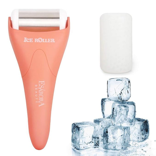 ESARORA Ice Roller, Ice Roller for Face & Eye, Puffiness, Migraine, Pain Relief and Minor Injury, Skin Care Products with 2 Roller (1 Plastic Roller & 1 Stainless Steel Roller)-Velvo Beauty