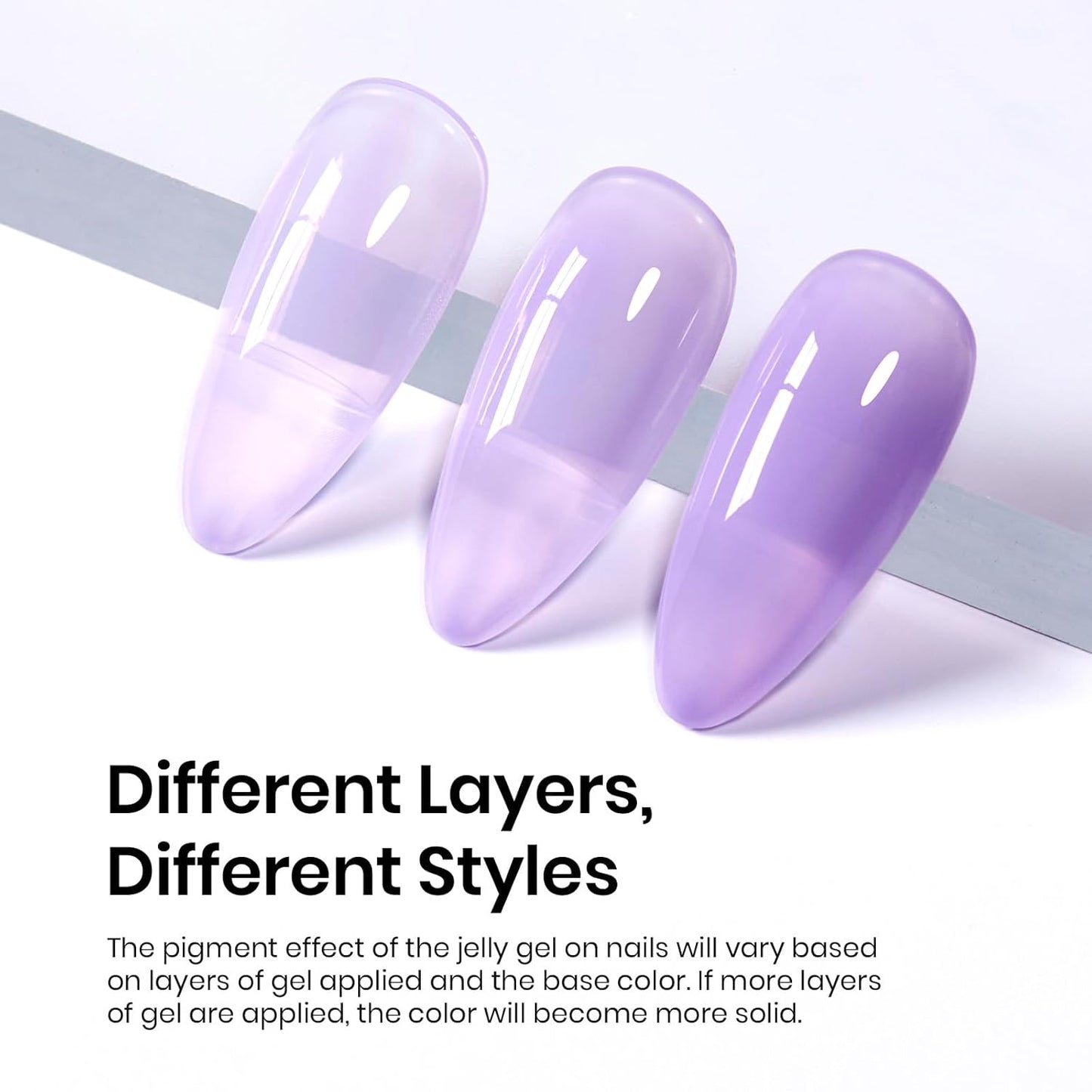 Beetles Purple Gel Nail Polish, 15ML Pastel Purple Jelly Gel Polish Translucent Effect Nail Concealer High Gloss Soak Off UV Sheer Lavender Spring Summer Manicure Gift for Women-Velvo Beauty