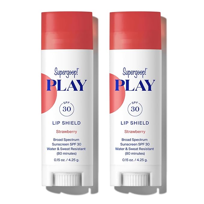 Supergoop! PLAY Lip Shield SPF 30 with Strawberry - Pack of 2 - Moisturizing Lip Treatment for Dry Cracked Lips - Clean Ingredients & Broad Spectrum UV Protection-Velvo Beauty