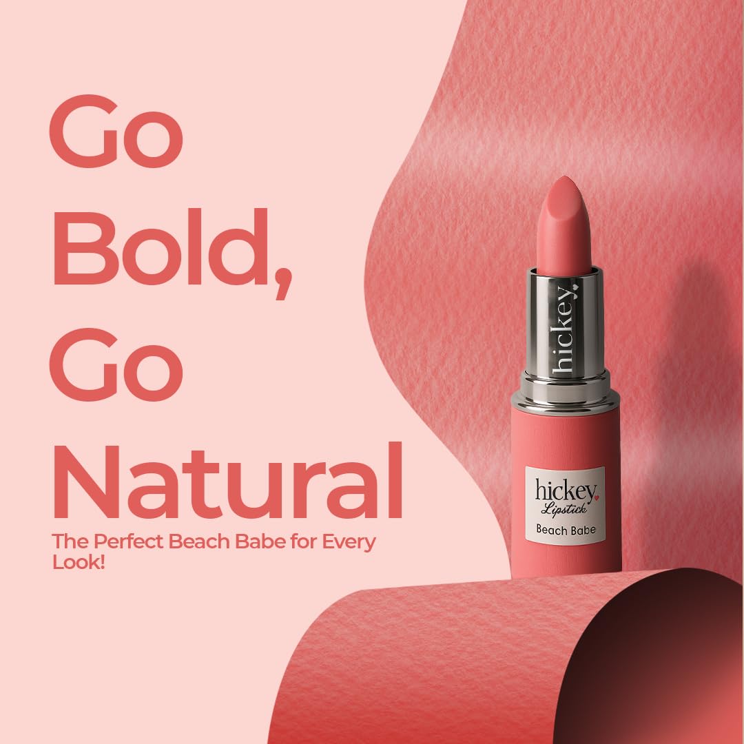 Hickey Lipstick for Women, Organic Beach Babe Coral Lipstick Refill - Hydrating & Moisturizing Long Lasting Lipstick - Vegan & Gluten-Free with Velvet Finish - Highly Pigmented, Smooth & Creamy Makeup-Velvo Beauty